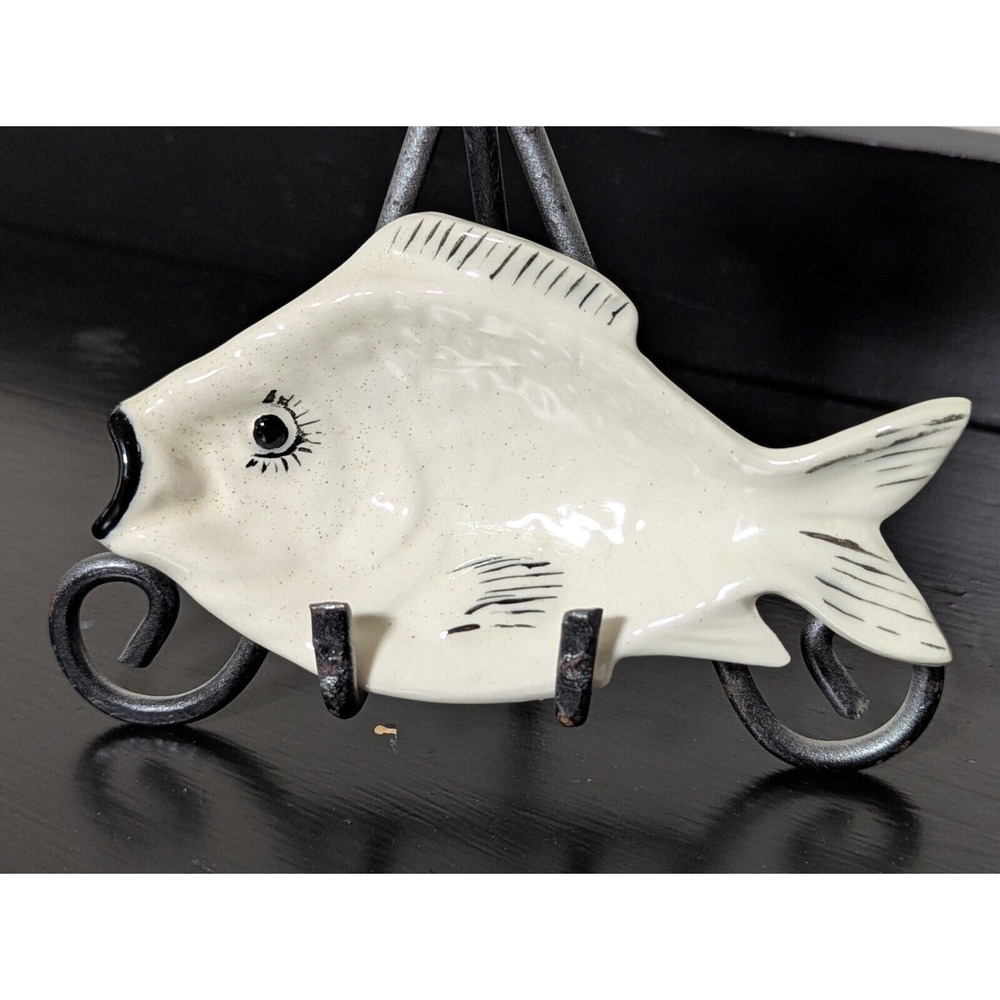 Vintage Ceramic Fish Dish Black and White‎ Seattle 1958